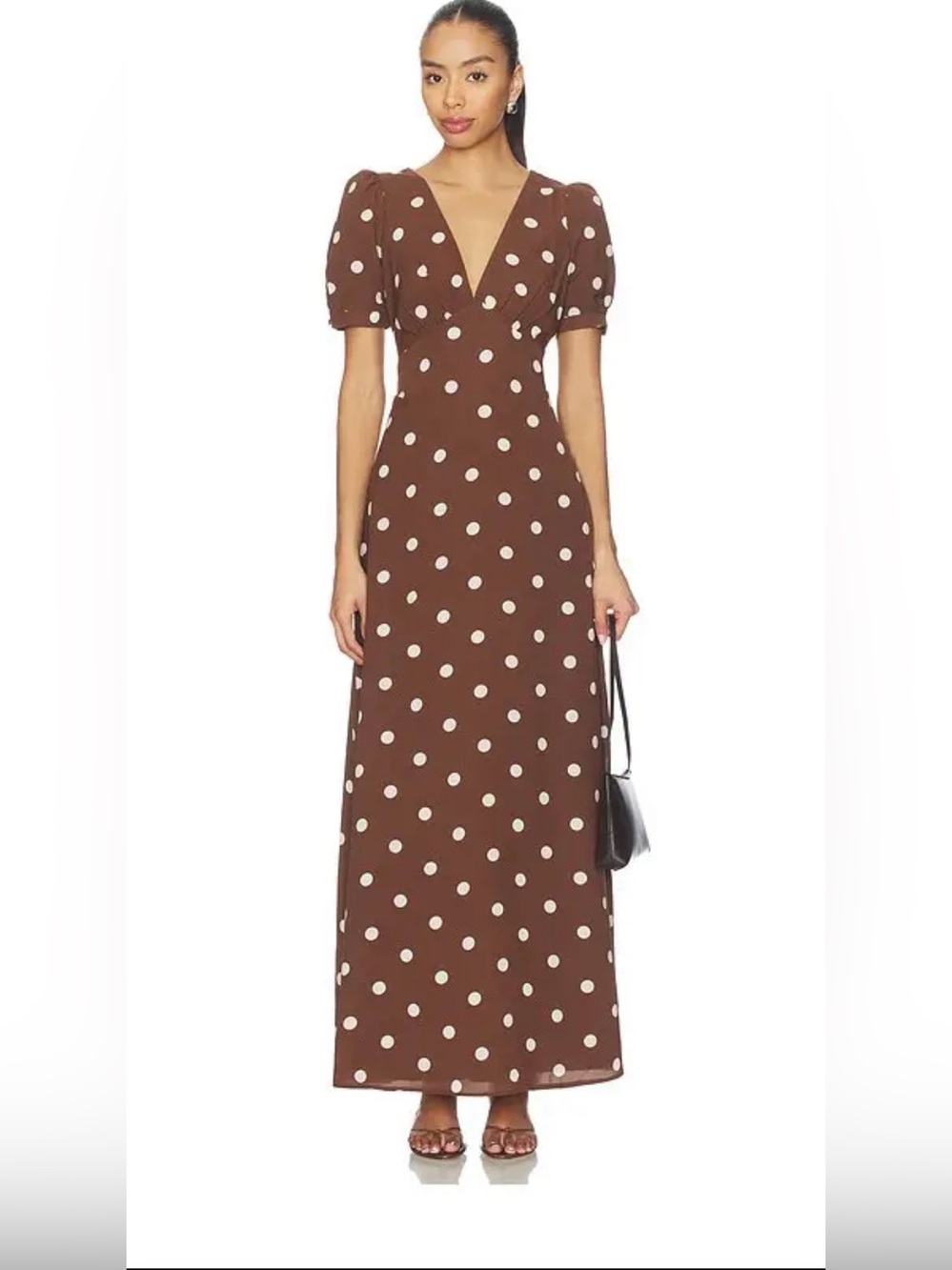 More to Come - Devin Maxi Dress (Brown Polka Dot)